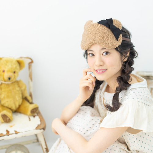 ふわくまちゃんアイマスク|ブラウン|収納ポーチ付 その他ファッション