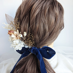 髪飾り 成人式 卒業式 結婚式 ドライフラワー ベロアリボン RC1064 3枚目の画像
