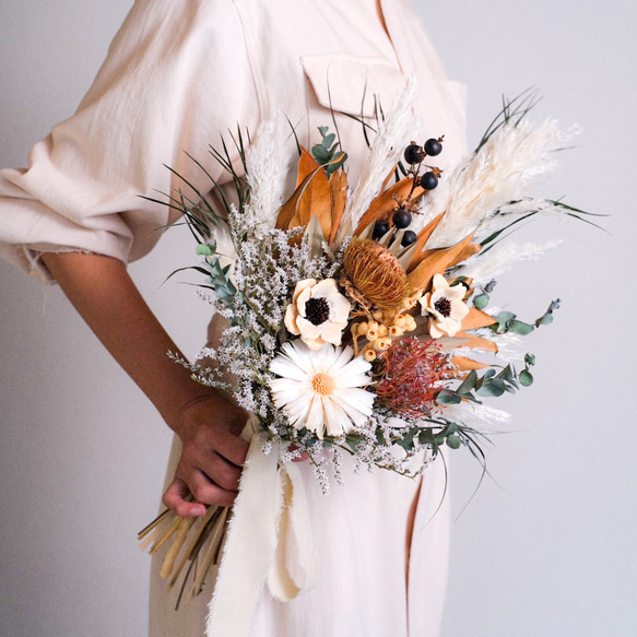 秋冬ドライフラワーブーケ＊ウェディングブーケ＊ ブーケ 花 と 山