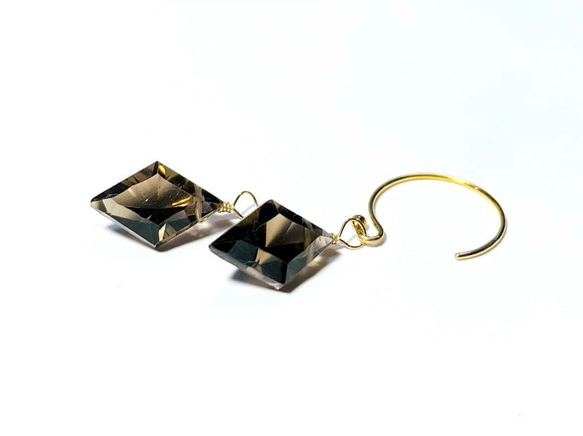 【天然石チャーム】スモーキークォーツAAA　14kgf　12ｍｍ  2個 　ハンドメイド素材 2枚目の画像