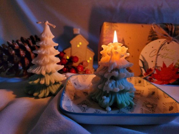 雪解けクリスマスキャンドル/インテリア/ギフト/おしゃれ/冬のクリスマスツリー☆3個セット 3枚目の画像