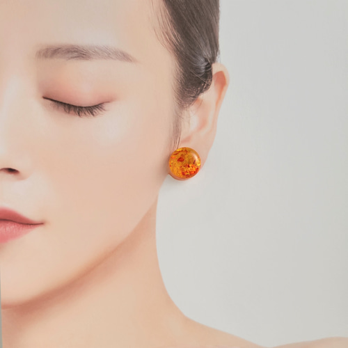 ビンテージ風アクセサリーセット セット】琥珀色のアクセサリーセット ピアス＆ヘアクリップ