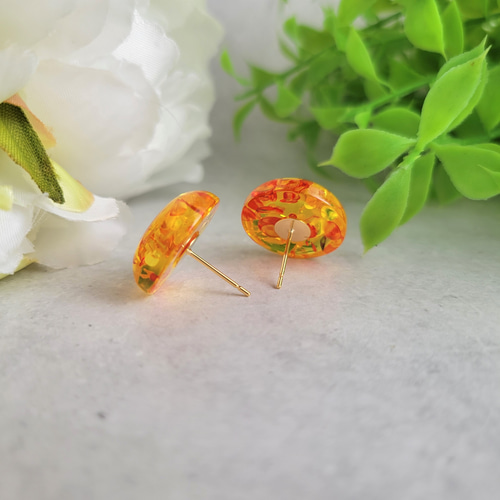 セット】琥珀色のアクセサリーセット ピアス＆ヘアクリップ