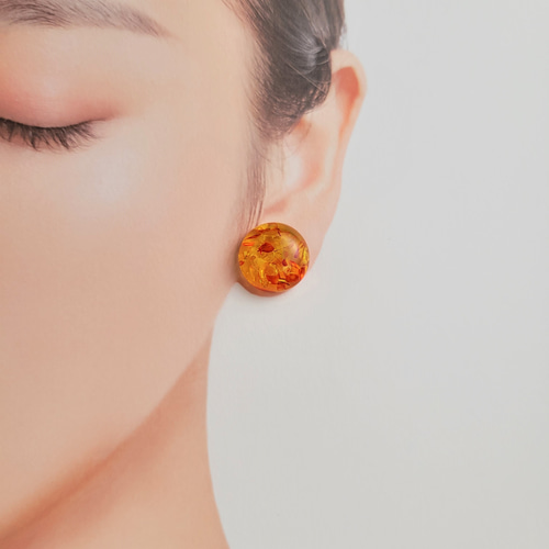出産祝いなども豊富 セット】琥珀色のアクセサリーセット ピアス＆ヘアクリップ アクセサリー