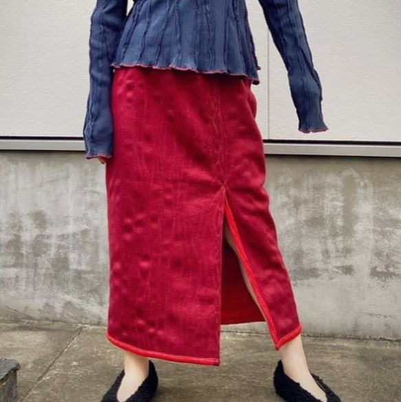 Reversible Bonding Stitch Skirt  RED  [ 一点物 ] 2枚目の画像