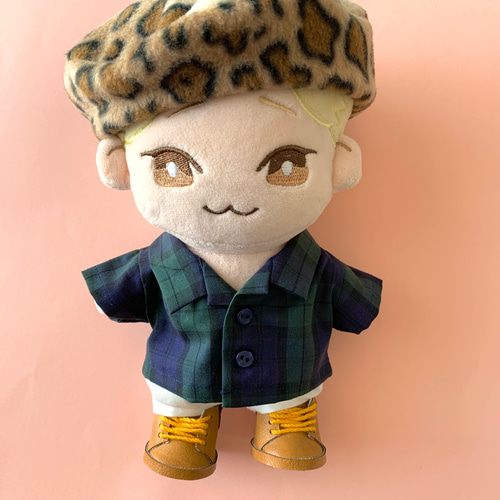 20cmぬいぐるみ用 タータンチェックシャツ緑(ブラックウォッチ