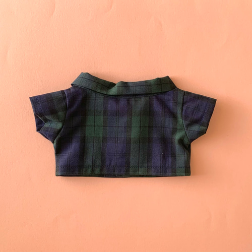 20cmぬいぐるみ用 タータンチェックシャツ緑(ブラックウォッチ