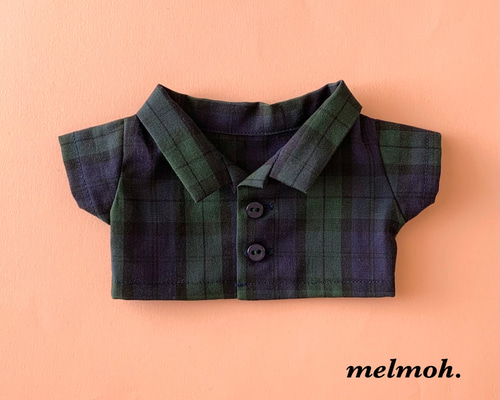 20cmぬいぐるみ用チェック柄デザインシャツ ぬいぐるみ服 着せ替え 20cm バッファローチェックシャツ ぬいぐるみ