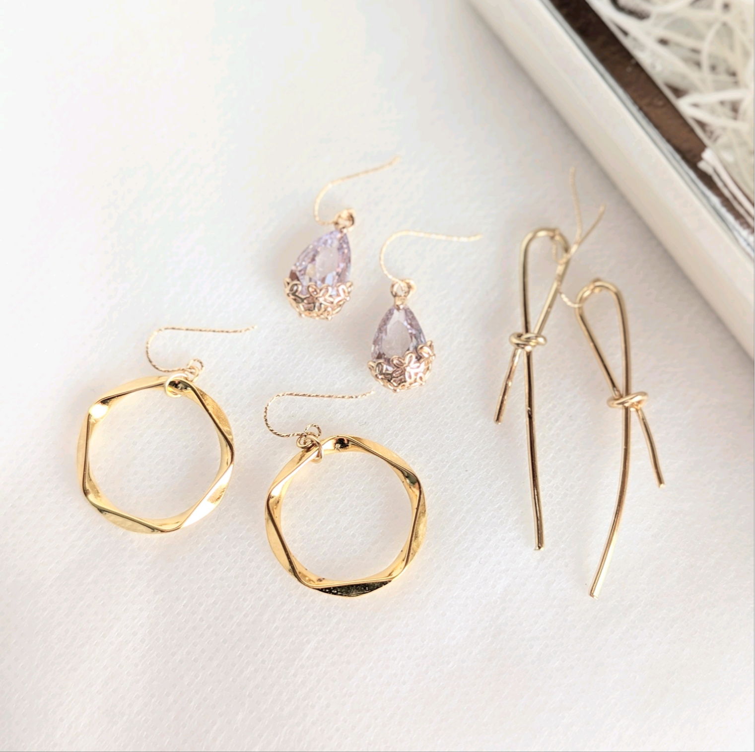 14Kgf 軽い＆シンプル♪ピアスorイヤリング3点セット