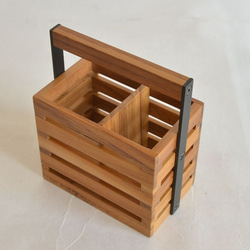 木製 チーク×アイアン ツールボックス 12×7,7 チーク ウッド 小物入れ 収納  マルチスタンド J-0059 4枚目の画像