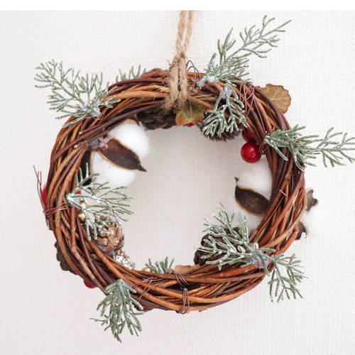 クリスマスリース 手作りハンドメイド シンプル リース saki