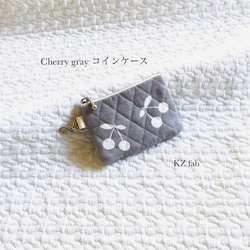 Cherry gray コインケース　北欧風　小さなポーチ 1枚目の画像