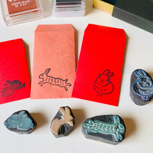 消しゴムはんこガーランドとうさぎさんセット