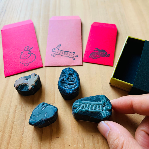 消しゴムはんこガーランドとうさぎさんセット