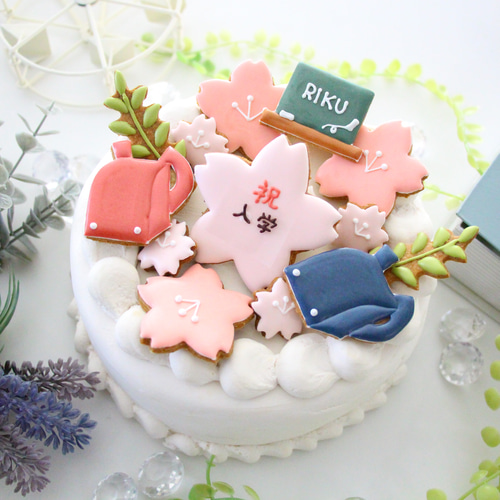 入学式のお祝い、お礼、卒業式に♡花束と桜のアイシングクッキー