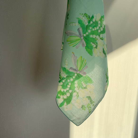 水彩圍巾手帕“鈴蘭” 第4張的照片