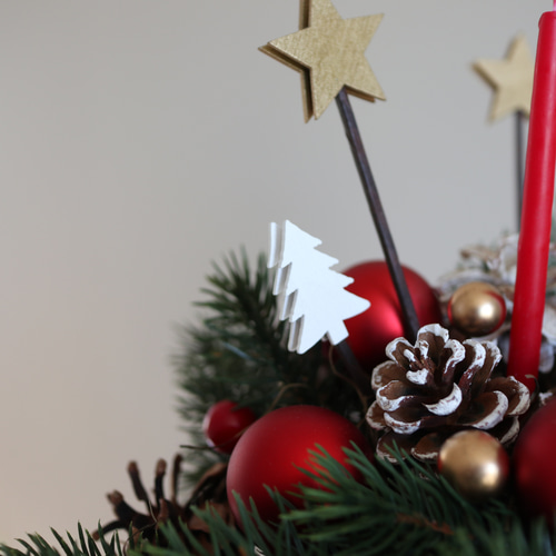 ✴︎クリスマスアレンジメント✴︎キャンドルアレンジ　クリスマスリース クリスマスキャンドルアレンジメント | フラワーショップ Bremen