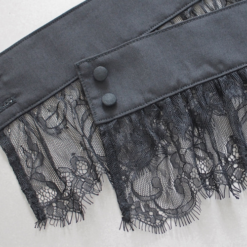 付けカフス 付け袖 お袖留め 袖 アイラッシュレース フリル ブラック