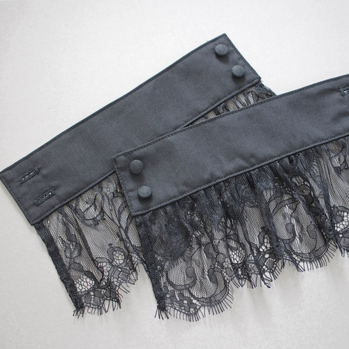 付けカフス 付け袖 お袖留め 袖 アイラッシュレース フリル ブラック