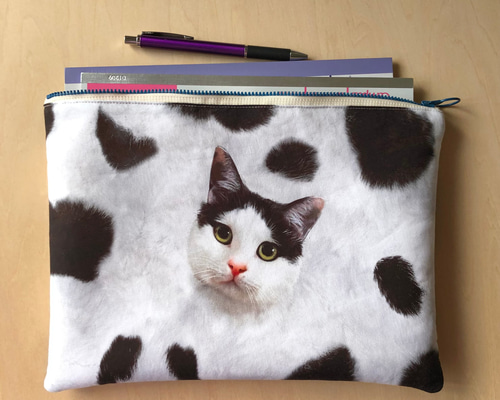 ①☘️【のの】ハチワレ猫のポーチセット ポーチ ハチワレ 猫 マルチケース 通帳 小物入れ プレゼント