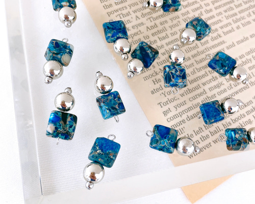 No.207＊2個 天然石ビーズ オリジナルチャーム インペリアルジャスパー