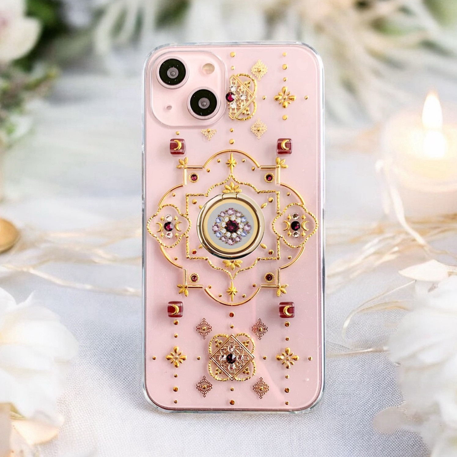 【全機種製作可】ロザリパープル "2月誕生石アメジスト"6月誕生石ライトアメジスト" スマホリング付きケース 6,474円