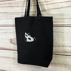 【一点物限定セール】お餅猫の刺繍 内ポケット付き コットンキャンバストートバッグ【送料無料】 3枚目の画像