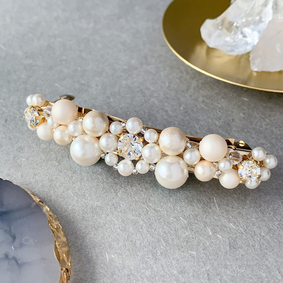 ナチュラル/華やかパールバレッタ【B】＜結婚式 七五三 卒業式 入学式