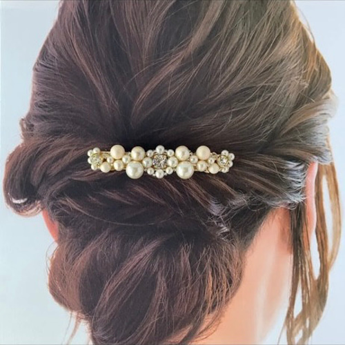 ナチュラル/華やかパールバレッタ【B】＜結婚式 七五三 卒業式 入学式