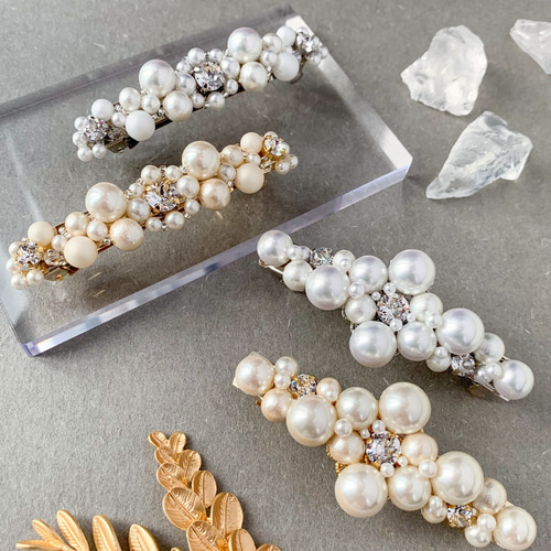 ナチュラル/華やかパールバレッタ【B】＜結婚式 七五三 卒業式 入学式