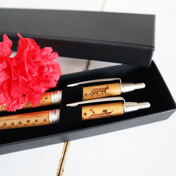 【母親節禮物】木製原子筆和自動鉛筆（自然色）貓選【可刻名字】畢業禮物純麥芽 第6張的照片