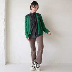 Morino Gakko 鬆緊腰舒適保暖燈芯絨褲（灰米色） 第6張的照片