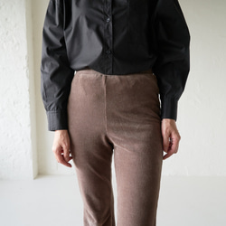 Morino Gakko 鬆緊腰舒適保暖燈芯絨褲（灰米色） 第10張的照片