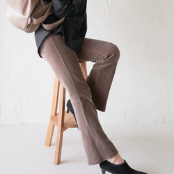 Morino Gakko 鬆緊腰舒適保暖燈芯絨褲（灰米色） 第1張的照片