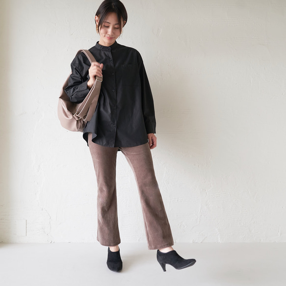 Morino Gakko 鬆緊腰舒適保暖燈芯絨褲（灰米色） 第5張的照片