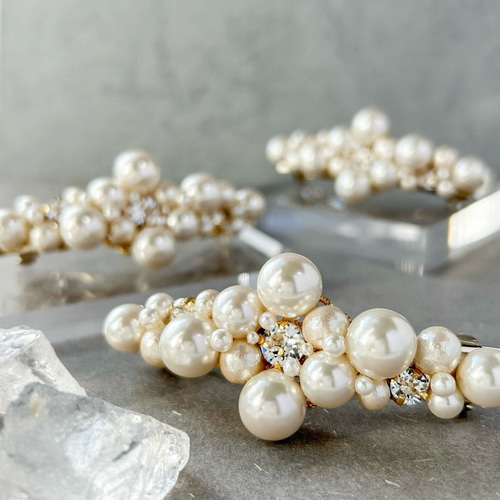 ナチュラル/華やかパールバレッタ＜A＞＜結婚式 七五三 卒業式 入学式