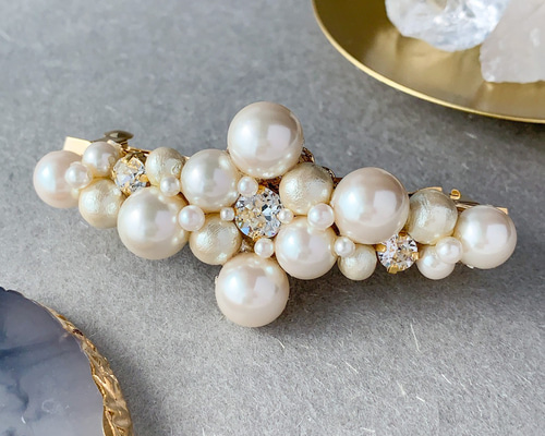 ナチュラル/華やかパールバレッタ＜A＞＜結婚式 七五三 卒業式 入学式