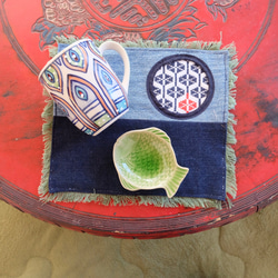 帶Koginzashi杯墊的午餐墊☺︎方形[露營☺︎刺繡]牛仔布改造☺︎戶外 第3張的照片