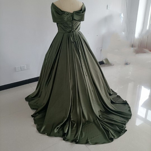 オリーブグリーン カラードレス オフショルダー