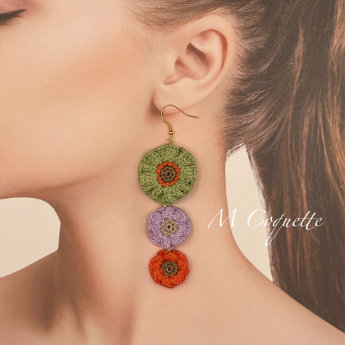 ボタニカルフラワークロッシェ（三連）｜M Coquette-編み物の個性的な