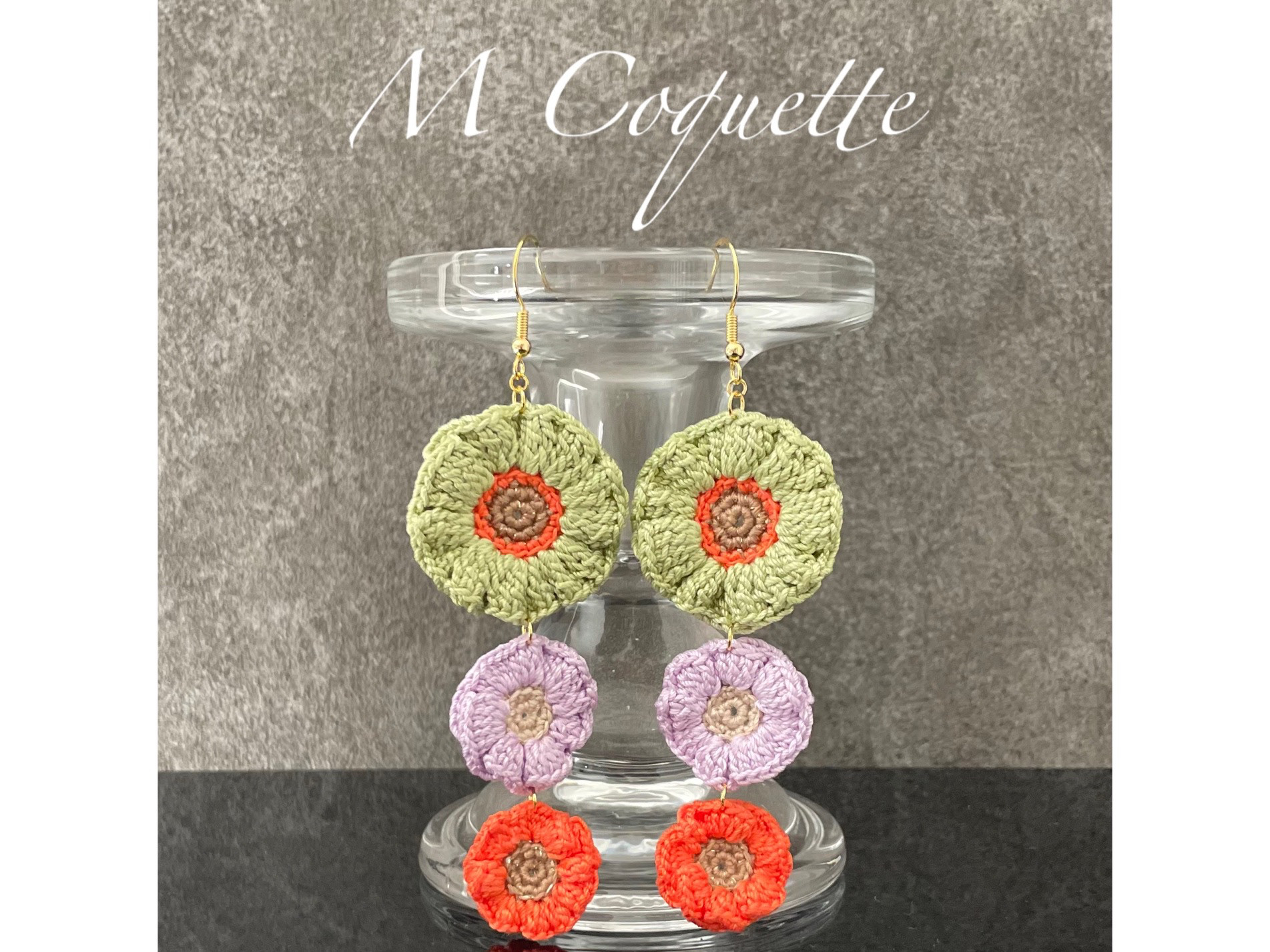 ボタニカルフラワークロッシェ（三連）｜M Coquette-編み物の個性的な