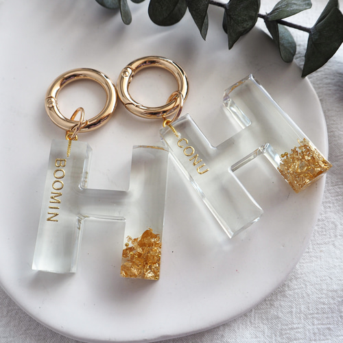 clear】名入れ 文字入れ レジン キーホルダー バッグチャーム