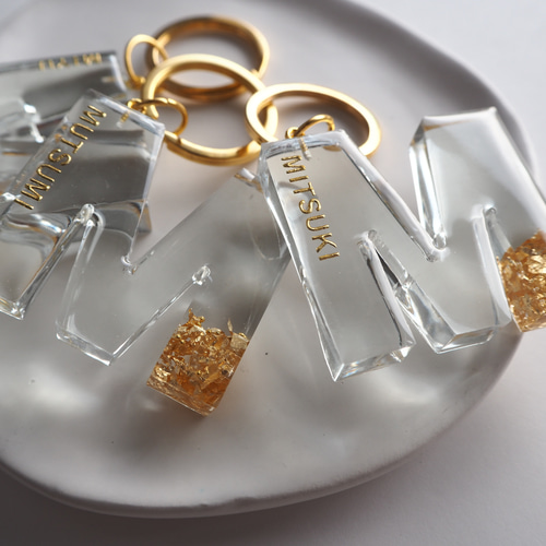 clear】名入れ 文字入れ レジン キーホルダー バッグチャーム