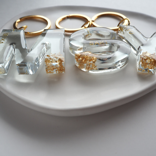 clear】名入れ 文字入れ レジン キーホルダー バッグチャーム プチ