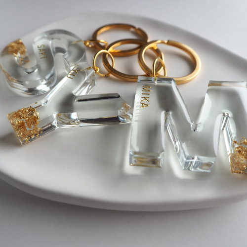 clear】名入れ 文字入れ レジン キーホルダー バッグチャーム プチ