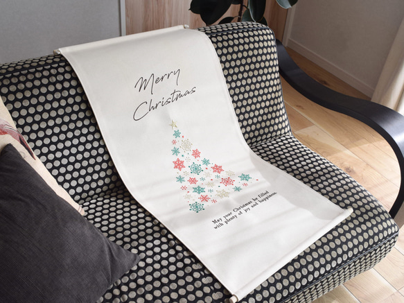 【送料無料】刺繍クリスマスタペストリー《大サイズ 》スノーツリー 雪の結晶 コンパクト 12枚目の画像
