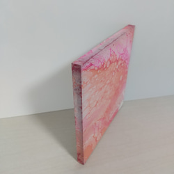 原画　ピンク　コーラルピンク 　ポーリングアート　フルイドアート　抽象画　オリジナルアート　インテリア　NO.47 3枚目の画像
