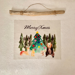 【動物たちと】森のクリスマスタペストリー【お手頃サイズ】 4枚目の画像