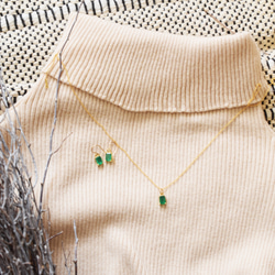 特色【數量有限】珠寶散裝長方形綠瑪瑙手術不銹鋼項鍊 40 厘米 第6張的照片