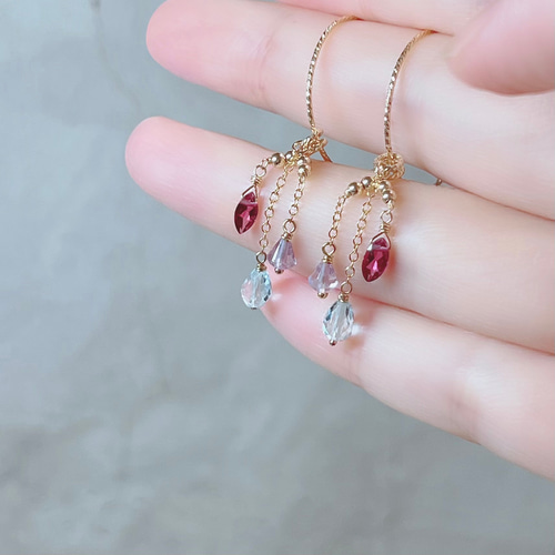 mobile-】14KGF 宝石モビール ピアス・イヤリング チャーム